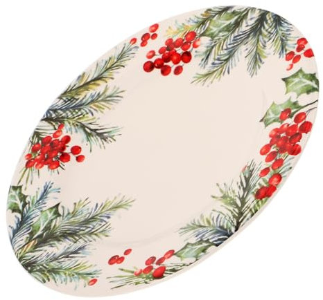 HOLIDYOYO Vaisselle de Noël en Porcelaine - Assiettes de Fruits, Dessert et Petit Déjeuner - Assiette de Noël en Céramique Colorée