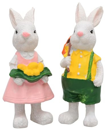 IBMLOMM Conejos de Pascua Decoracion - Figuras Decorativas Encantadoras, Hechas a Mano con Paja, Ideales para la Decoración de Pascua y Obsequios Festivos