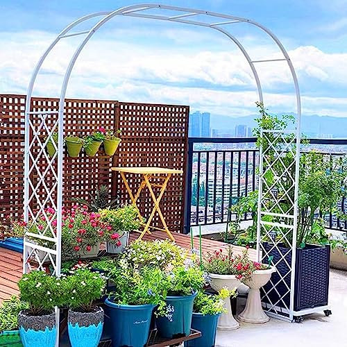 Grande arche de jardin en métal pour plantes grimpantes Blanc 3,4 x 2,3 m