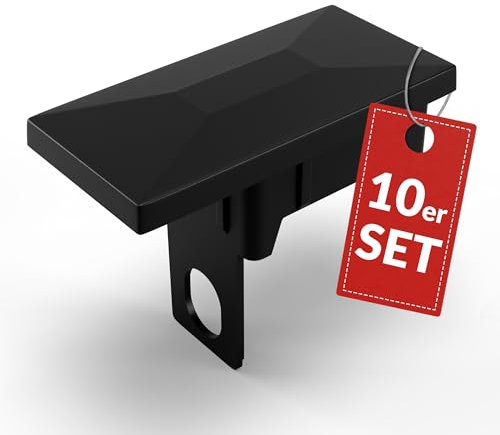 Qualinos 10x Zaunkappen Kunststoff 40x60mm mit Sicherungssteg | Pfostenkappen für Doppelstabmattenzaun | Abdeckkappen UV-stabilisiert | Zaunpfosten Kappen Made in Germany (Schwarz 9005)