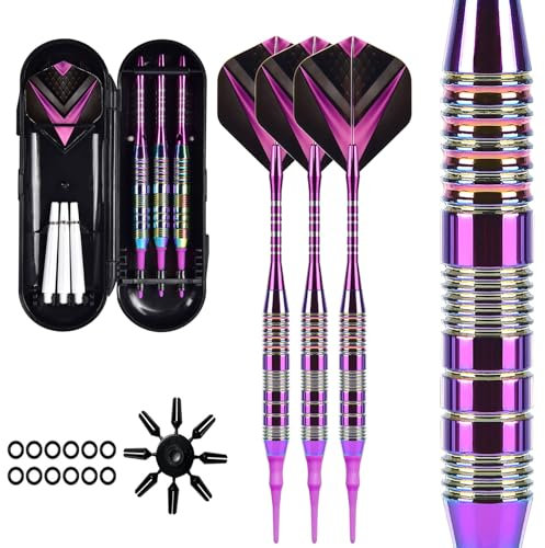 ZZJTPA Dartpfeile mit weicher Spitze, Set mit Sieben Farben, elektronische Dartnadeln, Lila