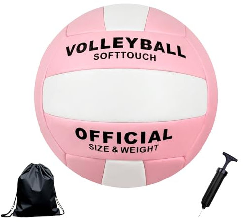 Aipwerer Sports Volleyball,Beachvolleyball,Volleyball Ball,Ballpumpe und Aufbewahrungstasche,Wasserfester Volley Ball Soft Touchfür Training Beach Outdoor Indoor Spiel (Rosa, Größe 5)