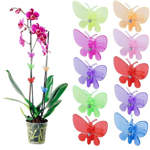 40 Stück Pflanzenclips Orchideen Klammern,Bunt Schmetterling-Form Pflanzenklammern, Garten Deko Pflanzen Clips für Tomaten, Rosen, Orchideen, Pflanzen Klammern für Unterstützen und Halten Pflanze