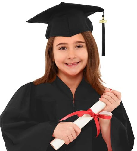 Allbestop Abschlusskleid Kinder Graduation Talar Kindergarten Graduation Cap Gown Schulabschluss Kleider Doktorhut Set Abendkleid Set Shawl Quasten Vorschule