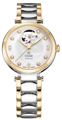 COVER COA8 Lady Diamond Open Heart Swiss Made Automatik Damenuhr mit Edelstahlband und Saphirglas