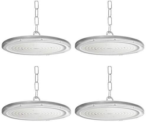 Fosingut LED UFO Industrielampe,400W Superhell Hallenstrahler UFO LED Werkstattlampe,6500K Kaltweiß IP65 Wasserdicht High Bay Licht Kronleuchter für Fabriken,Garage,Lagerhaus,Baustelle,Stadio-4pcs