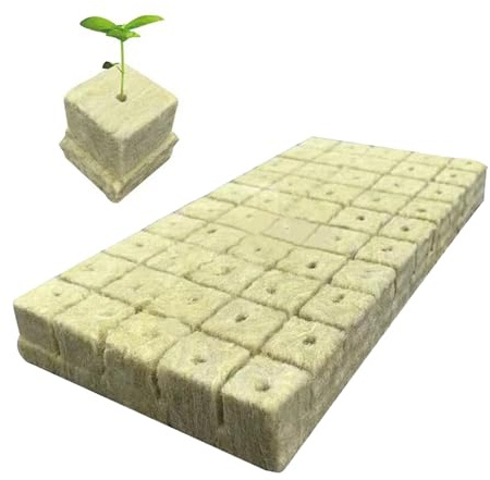 Omnikryp 50 Stück Steinwolle Anzucht, Steinwolle Würfel, Bodenlos Hydrokultur Anzuchtmatte, für Bodenlose Anzucht Setzlinge Stecklinge Klonpflanzen Hydrokultur Umpflanzen, 2,5 x 2,5 x 2,5 cm