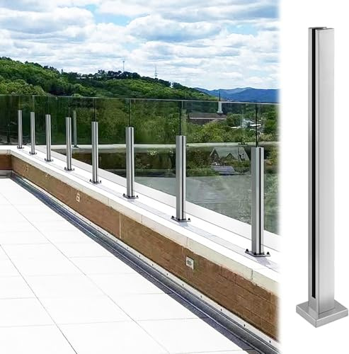 MLYAYE Poste Cristal Barandillas Kit De Postes Y Columnas para Barandillas De Vidrio para Exteriores, Personalizado, De 65 Cm, 75, 85, 95, 105, 115, 125, 135 Y 145 Cm De Alto(Mid Post,H60cm/24 Inch)