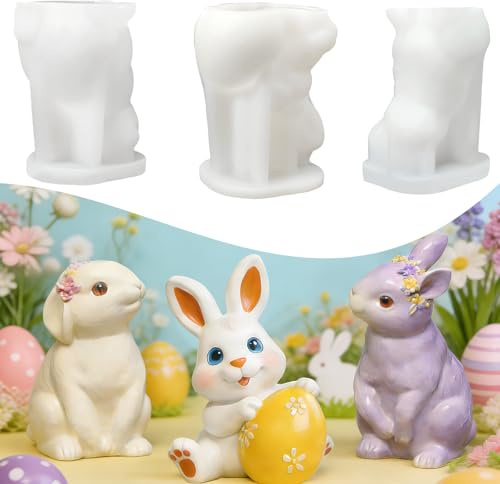 Silikonformen Gießformen Ostern,Silikonformen Gießformen Silikonform Hase | 3D Osterhase Kerzenformen, Gipsformen Zum Gießen, Gießform Ostern, Kerzenform Osterdeko Gießform Hase