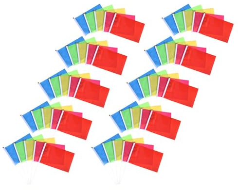 SEWOART 100 Stück Teiliges Bunte Handgehaltene Flaggen Stab aus Ultraleichtem Material Hohe Sichtbarkeit und Teamkennung für Sportveranstaltungen Paraden Feiern und Gruppeneinsätze