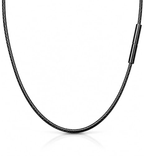 TempBeau Lederkette für Herren 1-3 mm, 40-75 cm mit Magnetverschluss | Gewachstes Lederband Schwarz/Braun, wasserresistent, 316L Edelstahlverschluss – für Alltag, Surfen oder Anhänger.