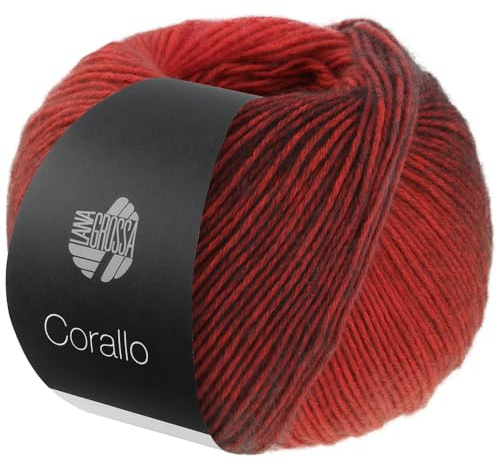 LANA GROSSA Corallo | Edle Baumwoll-Netzgarnstruktur mit Merinofasern und dezentem Farbverlauf | Handstrickgarn aus 70% Baumwolle & 30% Schurwolle | 100g Wolle, Stricken & Häkeln | 105m Garn FB 5