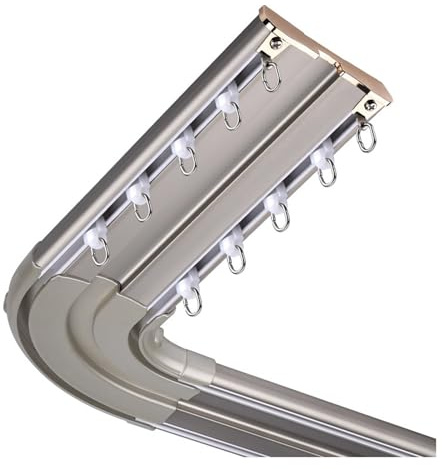 NOIRDA Binario per Tende A Soffitto Doppio, Curve Angolari A 90 Gradi, Sistema di Bastone per Tende per Tende Divisorie, Soggiorno, Camera da Letto(Bianco,10cm)