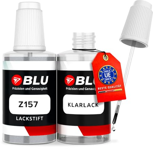 BLU Auto Lackstift Z157 Silber starsilber kompatibel für OPEL | Auto Lack Set inkl. Klarlack | Reparatur Ausbesserungslack