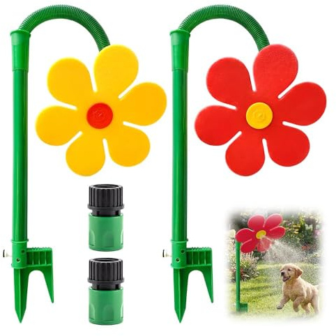 Rasensprenger Tanzende Blume, Neu Bewässerung Sprenger Beweglich, Beregner für Garten, Wassersprinkler Kinder Outdoor, Sprinkler Kinder, der Ideale Spaß für Den Garten (Rot+Gelb)