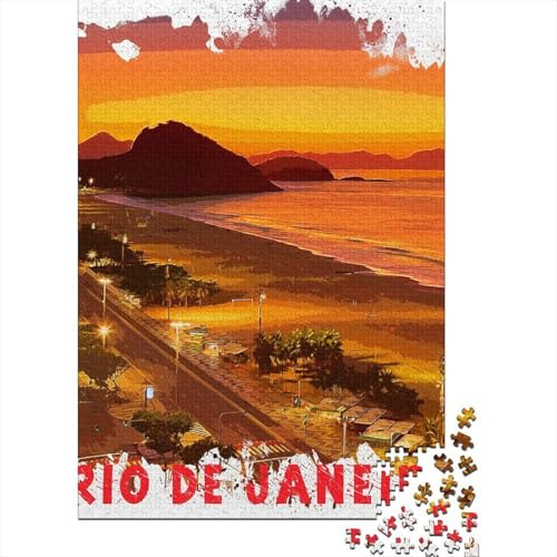 Rio De Janeiro 1000 Piece Jigsaw Puzzle, World Landmark Travel Poster, Weekend Hobby, Matte Printed Jigsaw, for Adults, 70x50cm/1000pcs