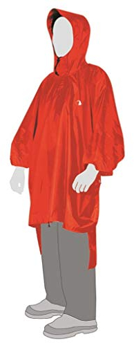 Tatonka Poncho 1 (XS-S) - Wasserdichtes Regencape mit Kapuze und Schnürzug - Inklusive Beutel - Größe XS - S (red)