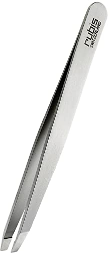 Pince à épiler Rubis classique, à mors biais en acier inoxydable - inclinée, fine et pointue - pince a epiler professionnelle pour les sourcils
