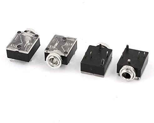 sourcing map 4 STK 3,5mm Innen 5 Pins Stereo Kopfhörer Interieur PCB Montage Audio Steckdose