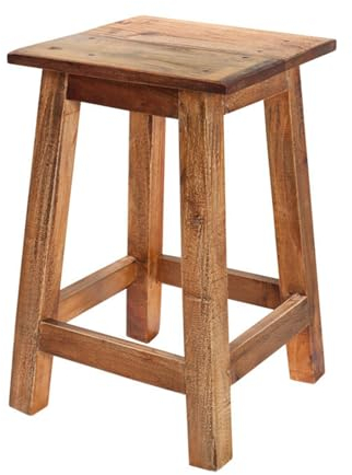 invicta INTERIOR Massiver Hocker Jakarta aus recyceltem Fischerboot 45 cm Massivholz Sitzhocker Fußhocker Holzhocker
