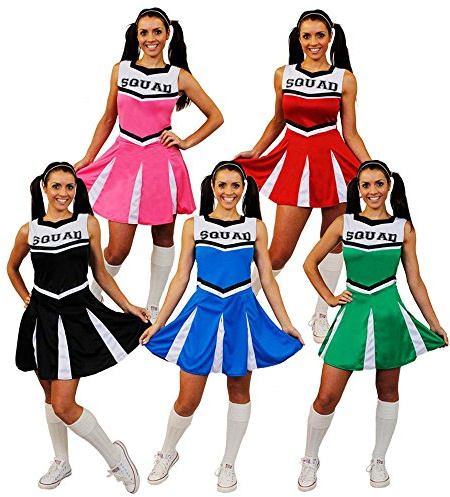 I LOVE FANCY DRESS Cheerleader KOSTÜM VERKLEIDUNG=5 Farben+6 GRÖSSEN=SEXY Fasching Karneval SPORTVERANSTALLTUNGEN AMERIKANISCHEN Art=OHNE Pompom=ROSA-XLarge