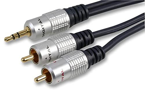 Pro Signal – Prise jack stéréo 3,5 mm vers 2 x Phono (RCA) vers prise Plug Lead, 20 m Noir