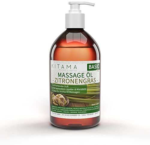 Kitama Massageöl Aroma Zitronengras - Körper-Öl für Massagen - Pflegeöl - Aroma-Öl - pflegendes Entspannungs-Öl - Thai - 500ml