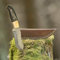 elToro Brass Horn - Damast - Jagdmesser - 12,3cm - inkl. Lederscheide; Messer für Camping, Outdoor, Survival