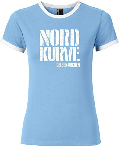 EZYshirt® Nordkurve auf Schalke Damen T-Shirt Rundhals Ringer