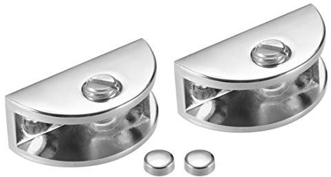 Sourcingmap Lot de 2 supports d'étagère en verre en alliage de zinc demi-ronds pour 5-8 mm d'épaisseur