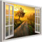 Quadro Canvas Finestra con Vista Decorazione murale Tramonto arancione 90x60 cm