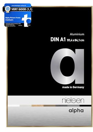 nielsen Alpha Brushed Amber Aluminium Picture Frame - A1, 59.4x84.1cm - with Float Glass and Easy Push-Turn Clips - For Photos and Art