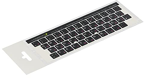 Lacerto® | 14x14mm Russisch-Deutsche Aufkleber für PC/Laptop & Notebook Tastaturen mit mattem kratzfestem Laminat | Farbe: Rosa-Schwarz (Nicht transparent)