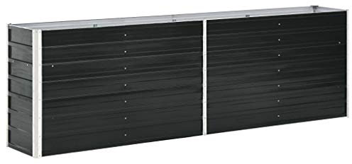 Goliraya Hochbeet Pflanzbeet Kräuterbeet Blumentopf Blumenkasten Blumenkübel Metall Gartenbeet Frühbeet Garten Blumenhochbeet für Terrasse & Garten Verzinkter Stahl 240 x 40 x 77 cm Anthrazit