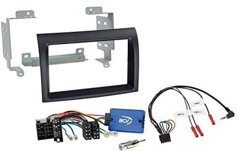 ACV Einbauset mit Lenkradadapter für Doppel DIN Autoradio in Citroen, Peugeot, FIAT - schwarz