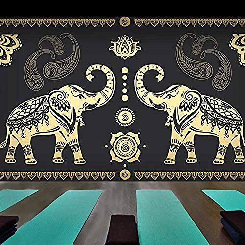 Restaurant Mural_Thai Style Elephant Wallpaper Thai Stil Indisches Yoga Yoga Gesundheitszentrum Persönlichkeit Südo Wanddekoration fototapete 3D Tapete effekt Vlies wandbild Schlafzimmer-430cm×300cm