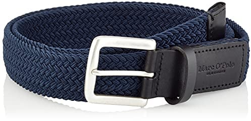 Marc O'Polo Herren Gürtel geflochten aus Stoff, Blau (Total Eclipse), 105