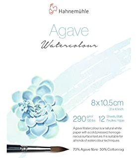 Hahnemühle Agave Watercolour, nachhaltiges Aquarellpapier aus Sisalfasern, 290 g/m², matte Oberfläche, naturweiß, 8 x 10,5 cm