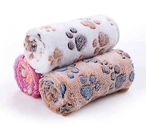 Pet Soft Dog Blankets Washable, Soft Cats Puppy Blankets Medium, 3Pack Warm and Cozy Pet Blankets for Dogs and Cats (3M)