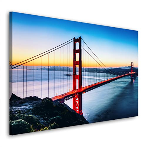 Kunstgestalten24 Leinwandbild Golden Gate Bridge Wandbild Kunstdruck Raum- u. Wanddekoration Übergrößen