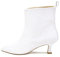 QUEEN HELENA Stivaletti di Pelle Bassi Tronchetti con Tacco a Spillo a Punta Casual Eleganti Estivi Donna 3207 (Bianco, numeric_36)