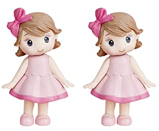 2 Pcs Birthday Cake Ornament Polyvinyl Chloride Doll Figures Cake Topper Adorable Doll Model for Cake Girls Gifts