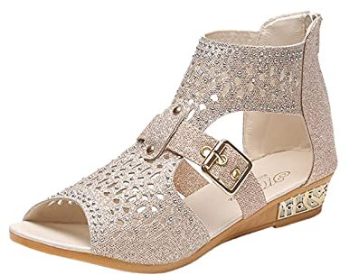 WWricotta Sandales Bride Cheville Femme - Hallux Valgus Chaussure Grition Elastique Chaussure Femme Confortable Sandales Plates Toe Comfy Chaussures avec Strass Chaussures Printemps Femme