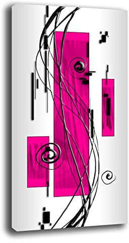 Quadri Moderni Soggiorno Verticale Astratto Industrial Quadro moderno Shabby chic da Parete XXL grande Stampa su tela Canvas Decorazione Murale muro Arredo Camera letto Cucina (50x100 cm, Fucsia)
