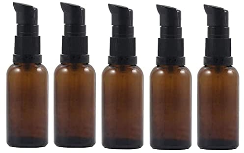ericotry 6 Pcs 30ml Amber Glass Travel Bottles for Toiletries Refillable Travel Size Liquid Containers Glass Lotion Pump Bottle Mini Soap Pump Dispenser Cosmetic Container Bottle Travel Accessories