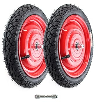 BISOMO 2x Scheibenrad, Felgen 12,5 Zoll mit 8mm Verstärkte Achse, Kugellager, Reifen, Schlauch, Autoventil, Fertig montiert, Anhänger, Handwagen, Laufrad