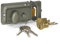UK Security Supplies Traditional Nightlatch - 60mm Backset - Green Body - Supplied with Rim Cylinder (3 Keys) & Fixings - External Door Lock for Front Door and Back Door. (Green/Brass Cylinder)