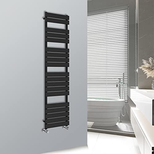 Warmehaus Black 1800x450mm Flat Panel Heated Towel Rail with 68mm Pipe Diameter