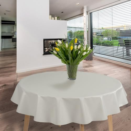 laro runde 140 cm wachstuchtischdecke wachstischdecke abwashbar PVC tischdecke Wachstuch wasserabweisend Garten tischdecke, Muster:Hochglanz Weiß