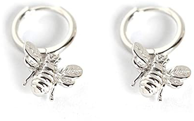 Biene Baumelnde Creolen Sterling Silber 925 Ohrringe Honigbiene Kleine Huggie Creolen Knorpel Ohrringe Tropfen für Damen Mädchen